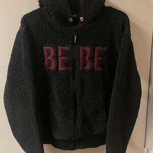 BEBE SPORT Faux Shearling Sherpa Full Zip Hoodie with Contrast Logo